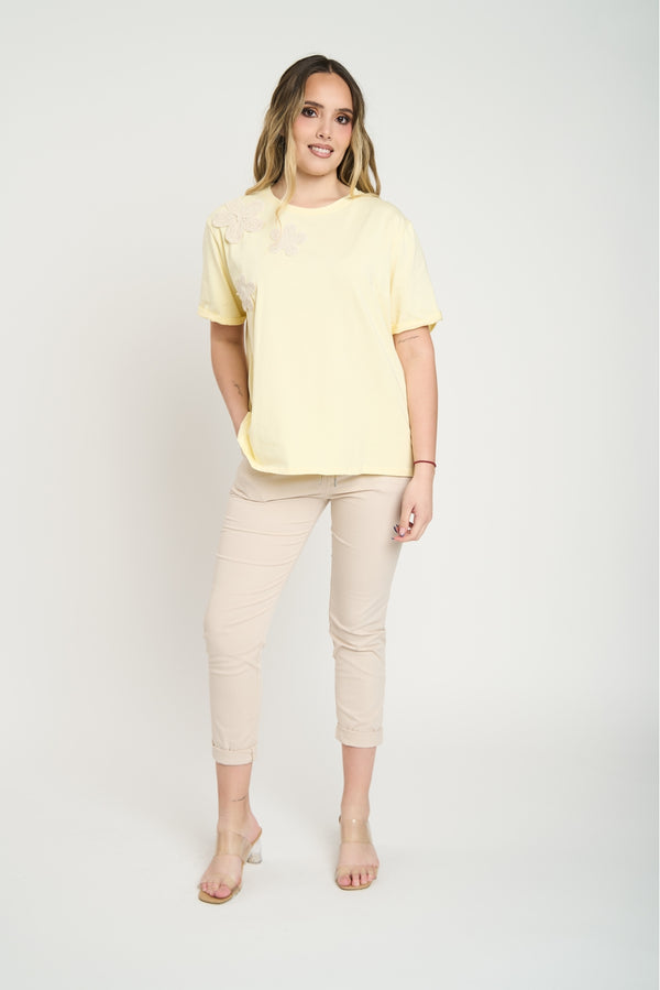 Polera Mujer Isidora Manga corta Amarillo Lineatre