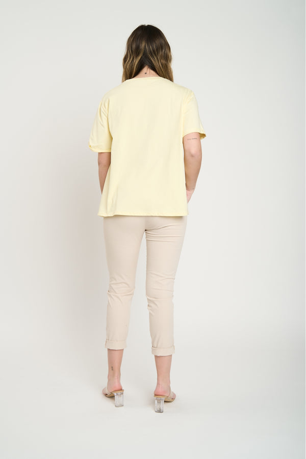 Polera Mujer Isidora Manga corta Amarillo Lineatre