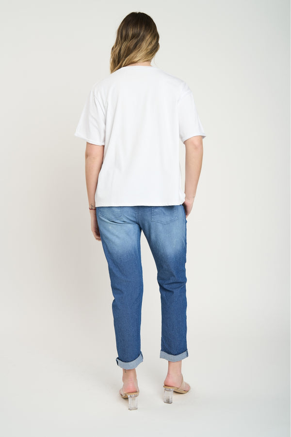 Polera Mujer Isidora Manga corta Blanco Lineatre