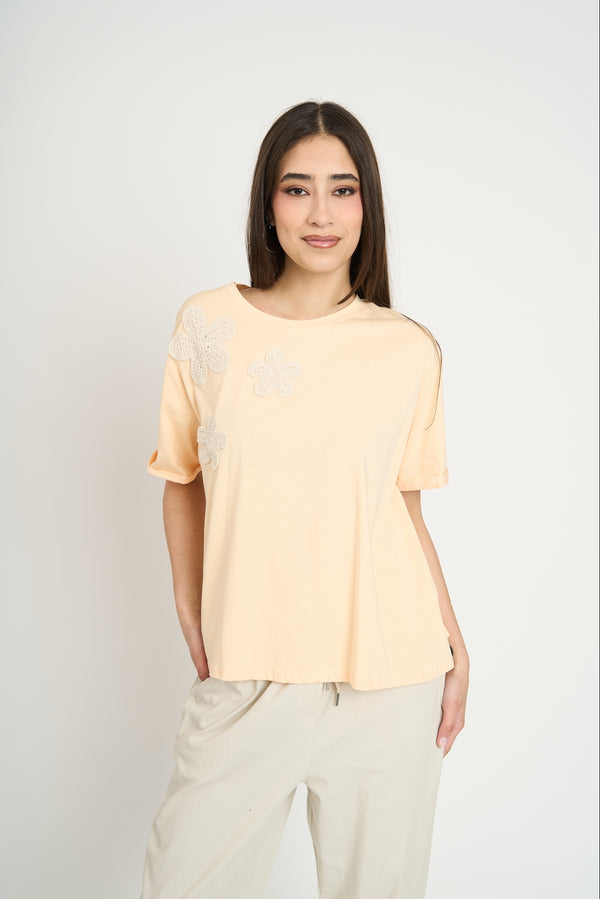 Polera Mujer Isidora Manga corta Coral Lineatre