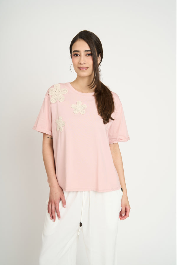 Polera Mujer Isidora Manga corta Rosa Lineatre