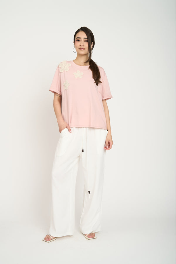 Polera Mujer Isidora Manga corta Rosa Lineatre