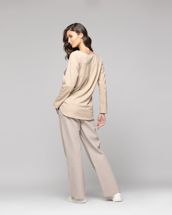 Polera Mujer Genoveva Beige Lineatre