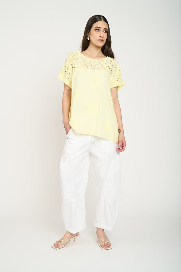 Polera Mujer Gemma Manga corta Amarillo Lineatre