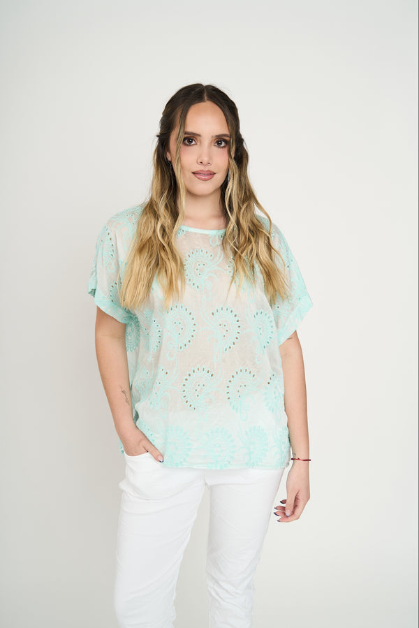 Polera Mujer Delfina Manga corta Agua Lineatre