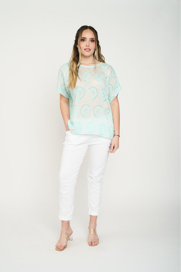 Polera Mujer Delfina Manga corta Agua Lineatre