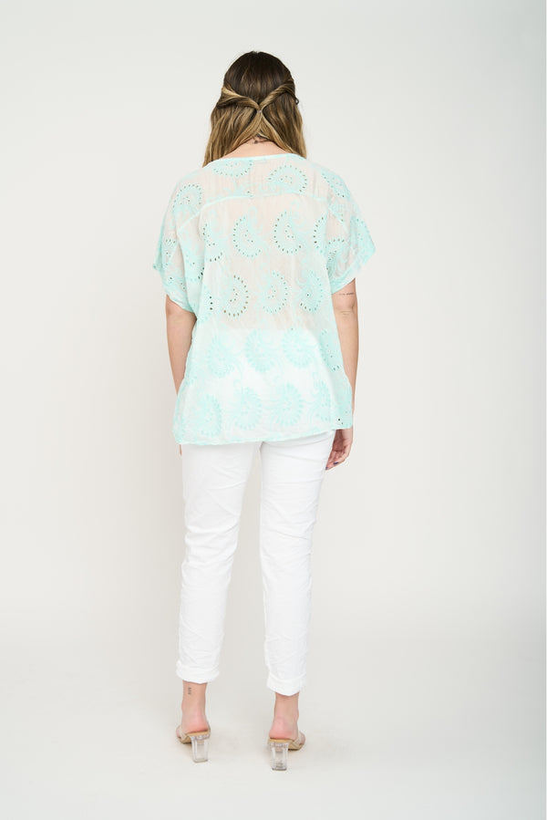 Polera Mujer Delfina Manga corta Agua Lineatre