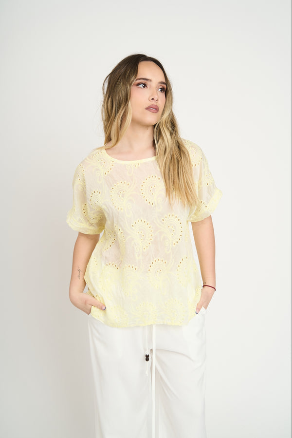 Polera Mujer Delfina Manga corta Amarillo Lineatre