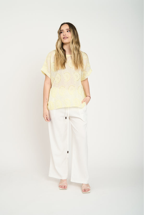 Polera Mujer Delfina Manga corta Amarillo Lineatre