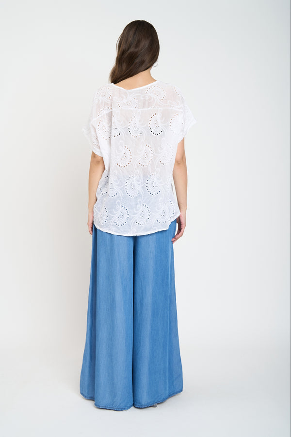 Polera Mujer Delfina Manga corta Blanco Lineatre