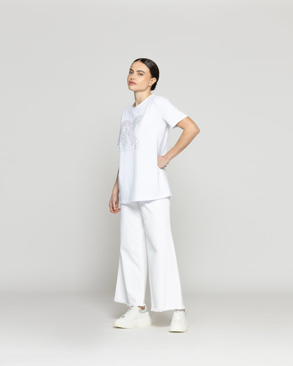 Polera Mujer Ovidia Básica Estampada Con Brillos Lineatre