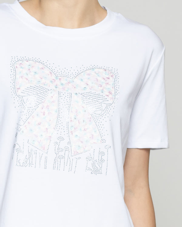 Polera Mujer Ovidia Básica Estampada Con Brillos Lineatre