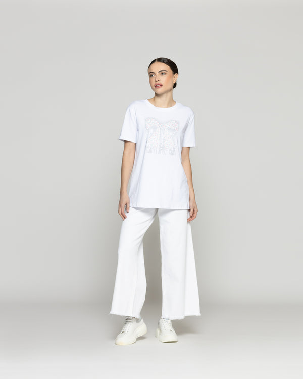 Polera Mujer Ovidia Básica Estampada Con Brillos Lineatre