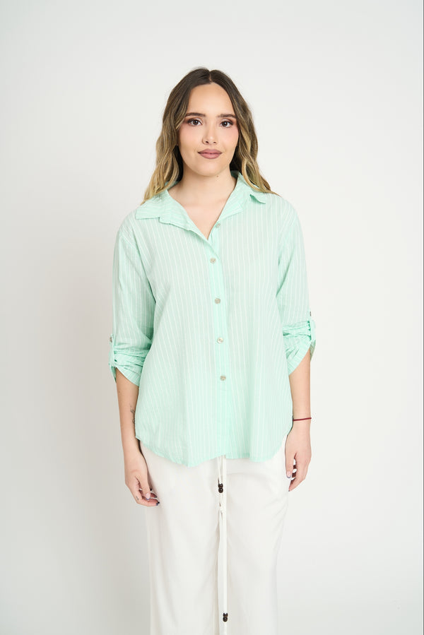 Polera Mujer Celeste Agua Lineatre