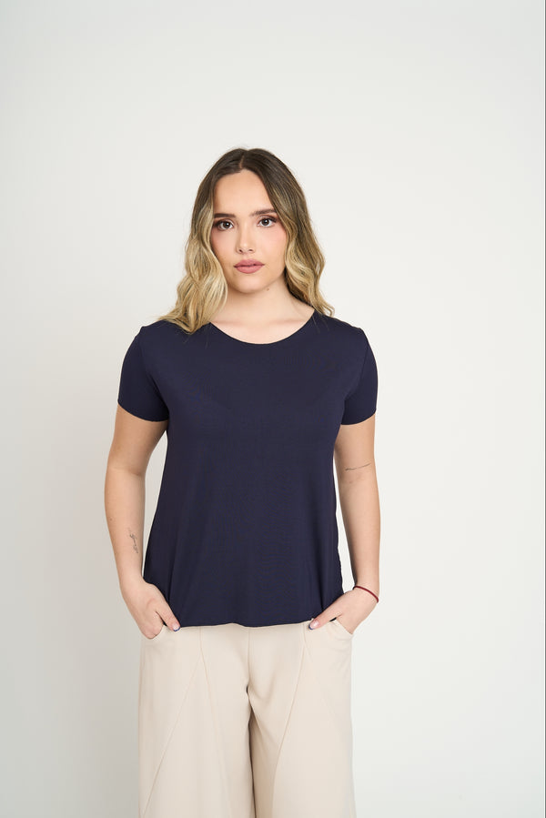 Polera Mujer Flor Azul Lineatre