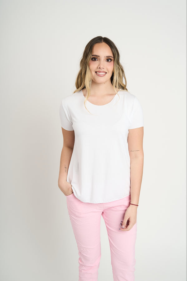 Polera Mujer Flor Blanco Lineatre