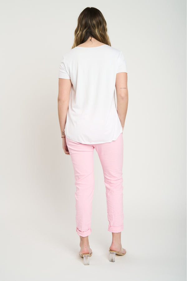 Polera Mujer Flor Blanco Lineatre