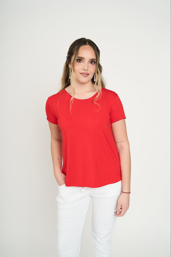 Polera Mujer Flor Rojo Lineatre