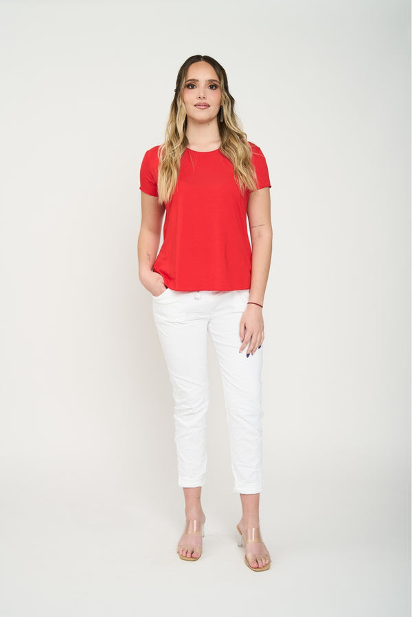 Polera Mujer Flor Rojo Lineatre