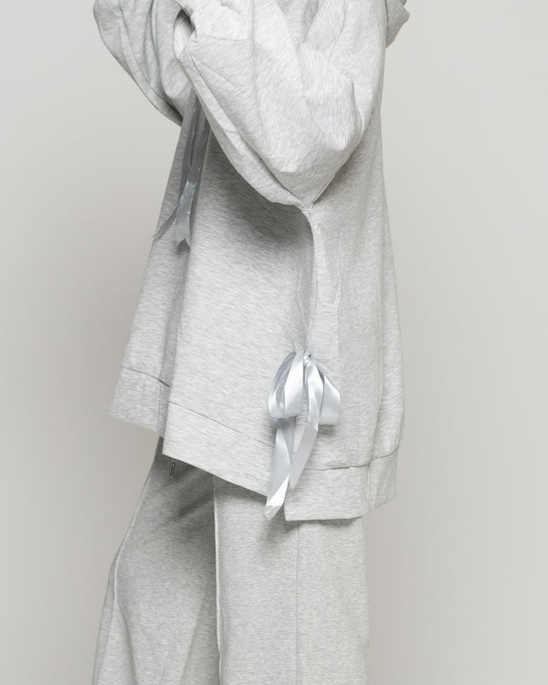 Polerón Mujer Oksana Oversize Con Lazos Gris Lineatre