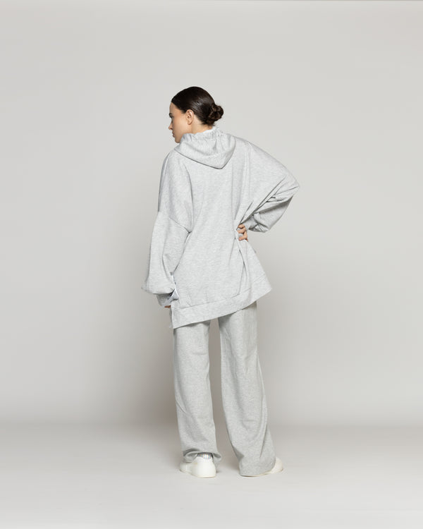Polerón Mujer Oksana Oversize Con Lazos Gris Lineatre