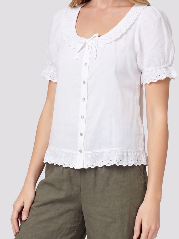 Polera Mujer Rafaela Manga corta Blanco Lineatre