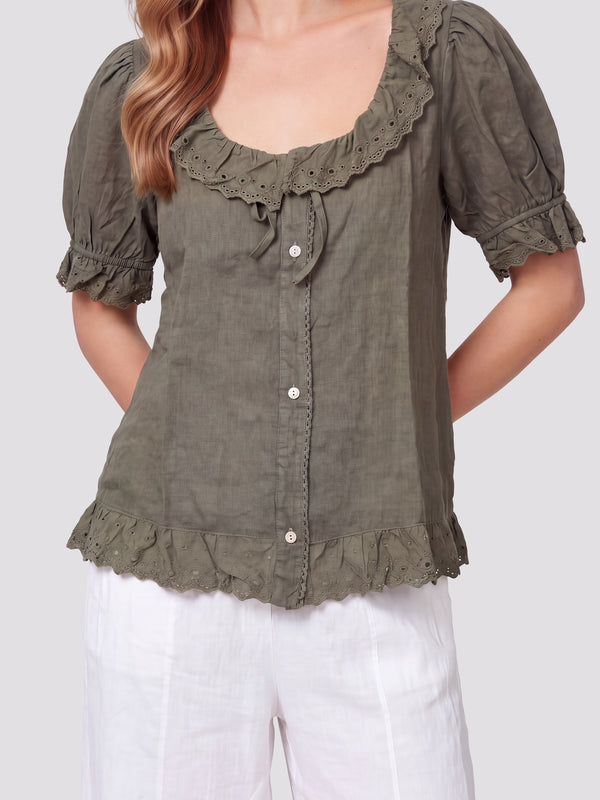 Polera Mujer Rafaela Manga corta Militar Lineatre