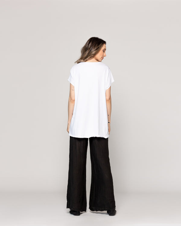 Polera Mujer Odelia Estampado Íconos Retro Blanca Lineatre