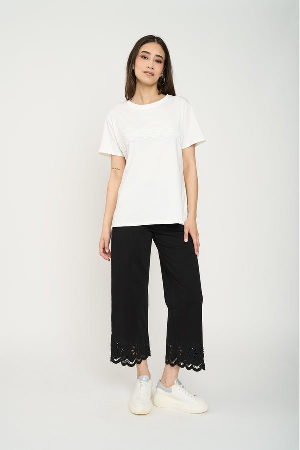 Pantalón Mujer Monica Largo Tiro Alto Negro Lineatre