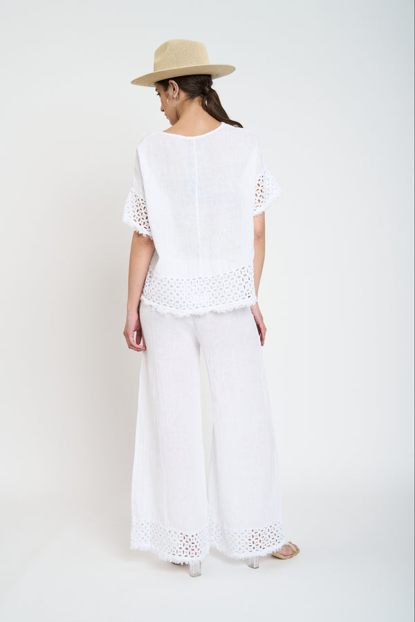 Polera Mujer Sara Manga corta Blanco Lineatre