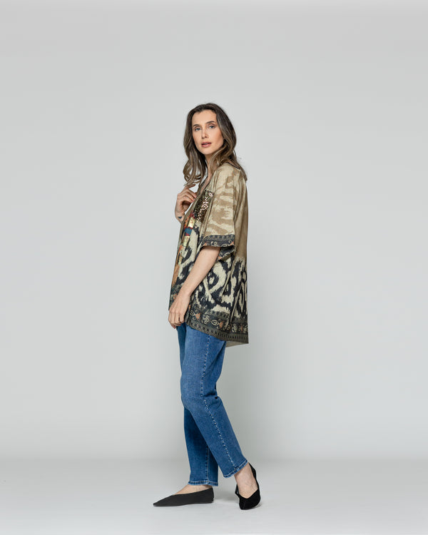 Polera Mujer Orazia Estampado Frida Beige Lineatre