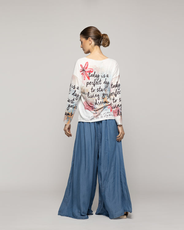 Polera Mujer Olisa Blanca Estampado Corazón Lineatre