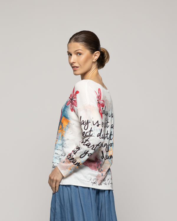 Polera Mujer Olisa Blanca Estampado Corazón Lineatre