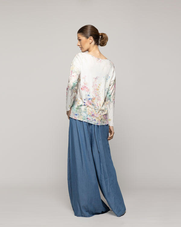 Polera Mujer Olisa Blanca Estampado Flores Lineatre