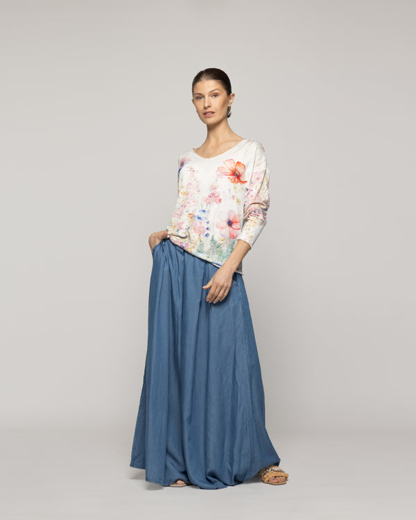 Polera Mujer Olisa Blanca Estampado Flores Lineatre