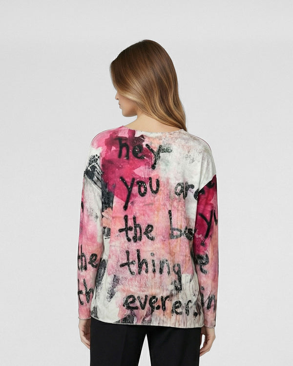 Polera Mujer Palmira Regular Cuello en V Manga larga Crudo oso Lineatre