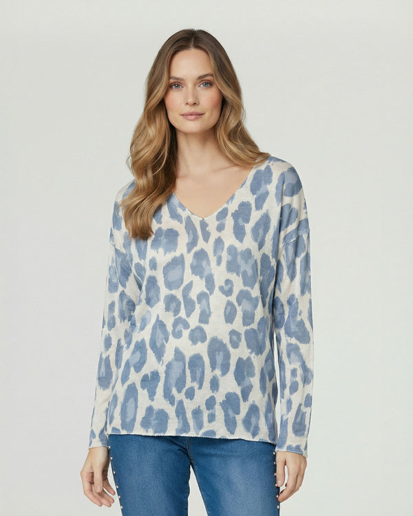 Polera Mujer Livia Regular Cuello en V Manga larga Jeans Lineatre