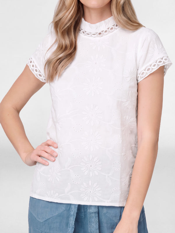 Polera Mujer Francesca Manga corta Blanco Lineatre