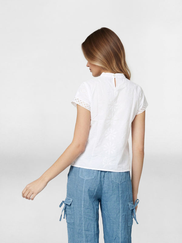 Polera Mujer Francesca Manga corta Blanco Lineatre