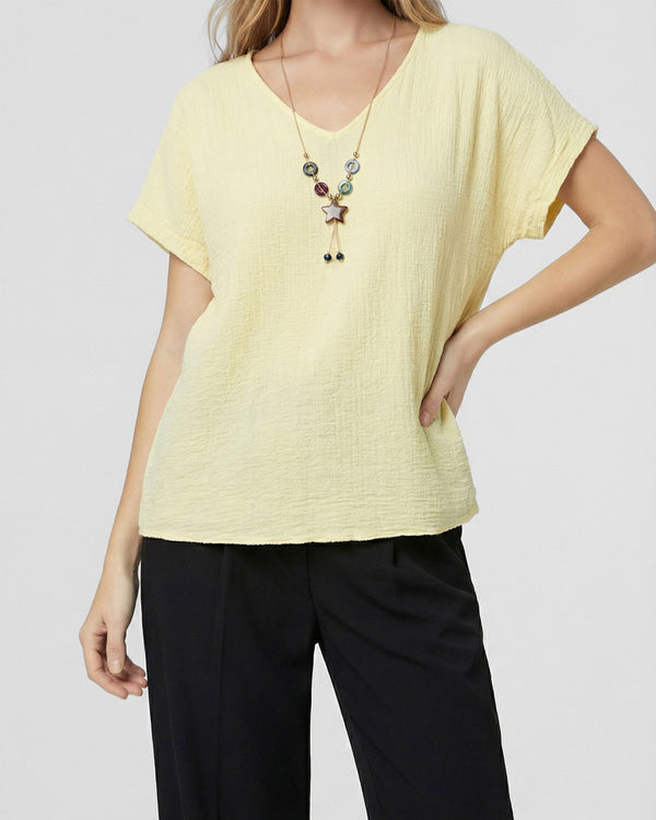 Polera Mujer Clarissa Relaxed Amarillo Lineatre