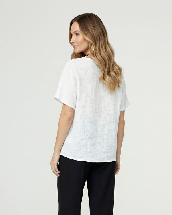 Polera Mujer Clarissa Relaxed Blanco Lineatre
