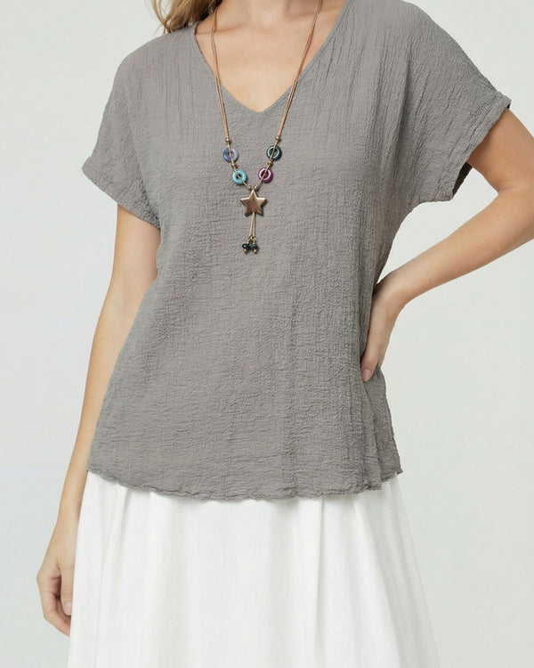 Polera Mujer Clarissa Relaxed Fango Lineatre