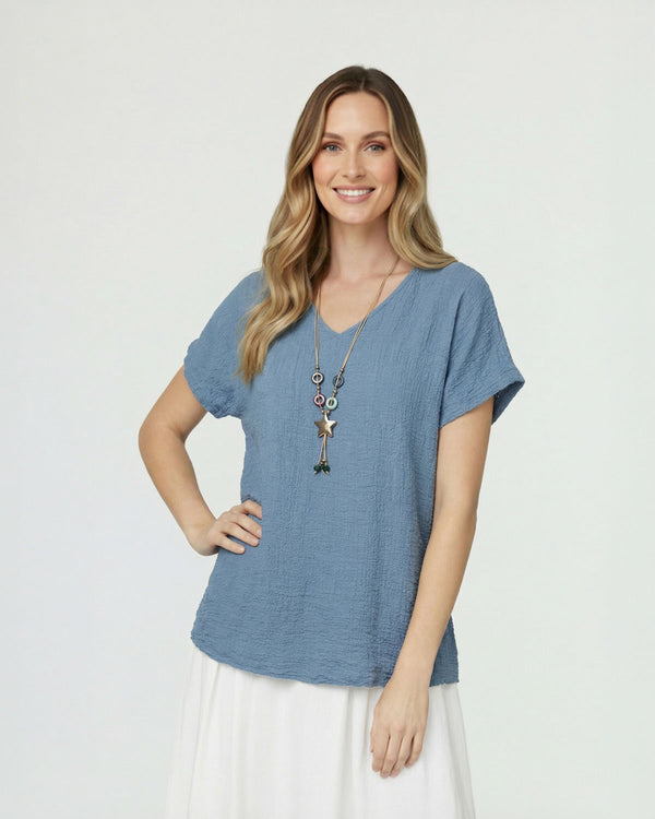Polera Mujer Clarissa Relaxed Jeans Lineatre