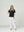Polera Mujer Clarissa Relaxed Cuello en V Manga corta Negro Lineatre