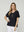 Polera Mujer Clarissa Relaxed Cuello en V Manga corta Negro Lineatre