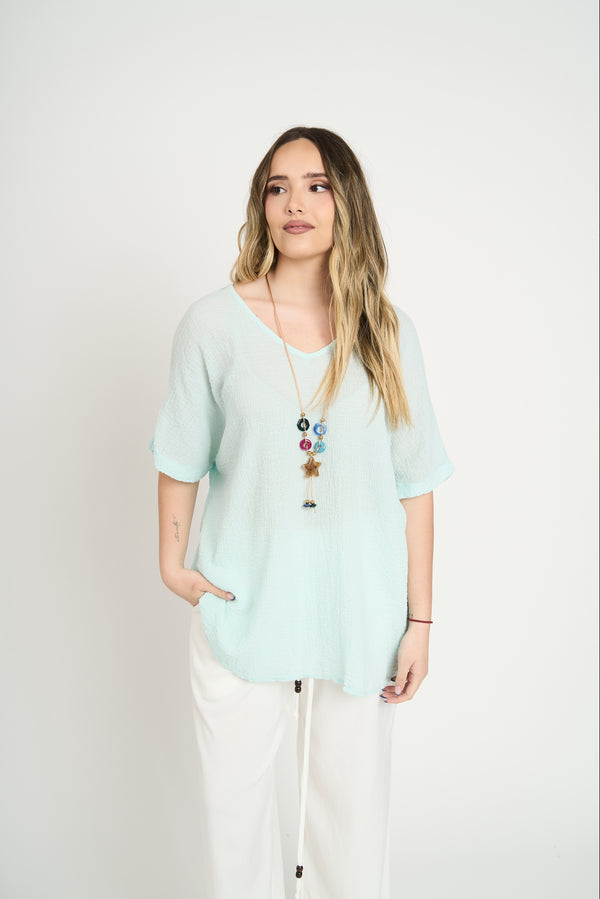 Polera Mujer Elisa Manga corta Agua Lineatre