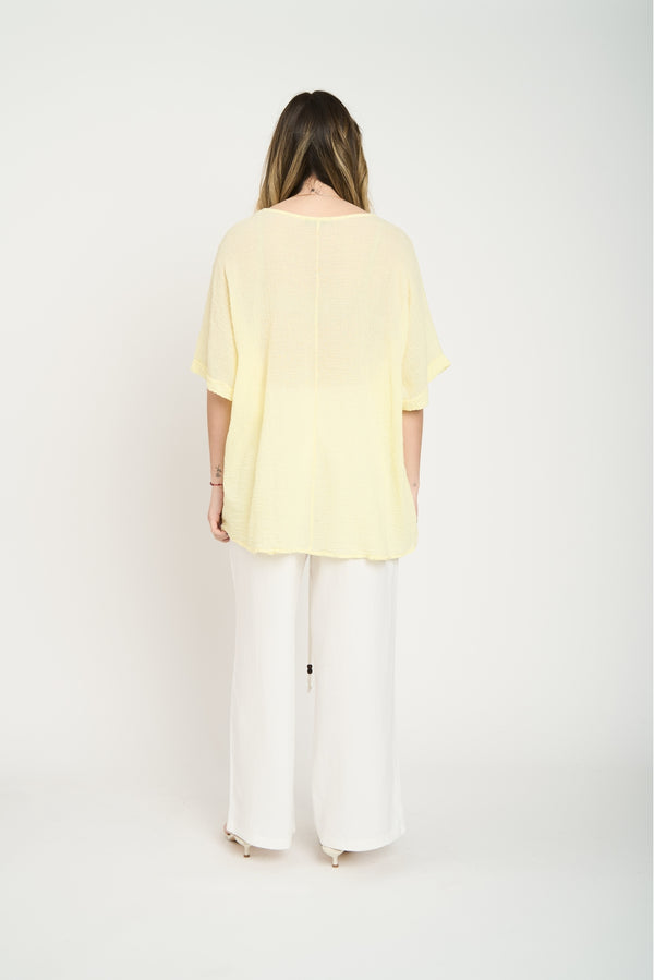 Polera Mujer Elisa Manga corta Amarillo Lineatre