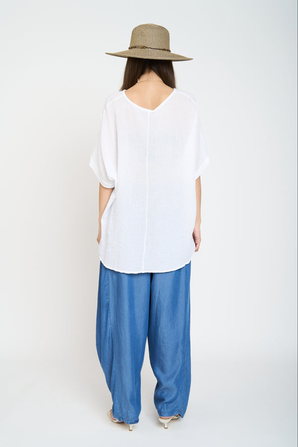 Polera Mujer Elisa Manga corta Blanco Lineatre