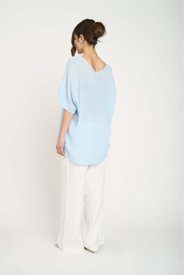 Polera Mujer Elisa Manga corta Cielo Lineatre