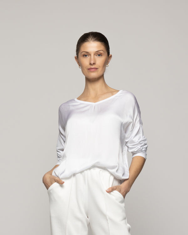 Polera Mujer Oba Manga Larga Blanca Lineatre